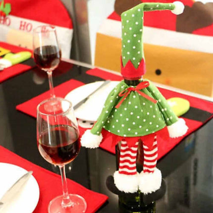 4Pcs Christmas Santa Hat Bottle Topper Wine Cover Xmas Table Decor