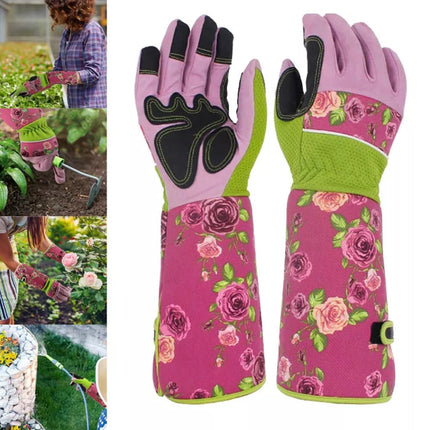 Women’s Thorn Proof Leather Gauntlet Gloves - Long Sleeve Garden