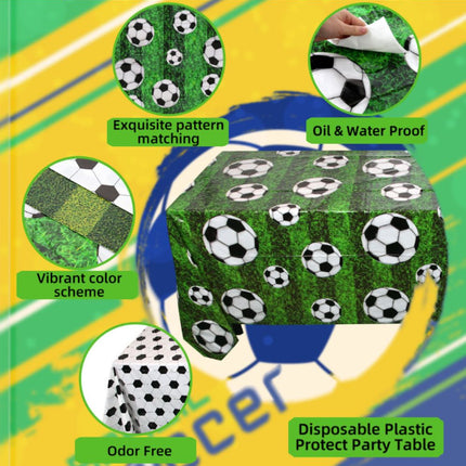 Soccer Theme Disposable Tablecloth Set of 2 for Party Background Cover