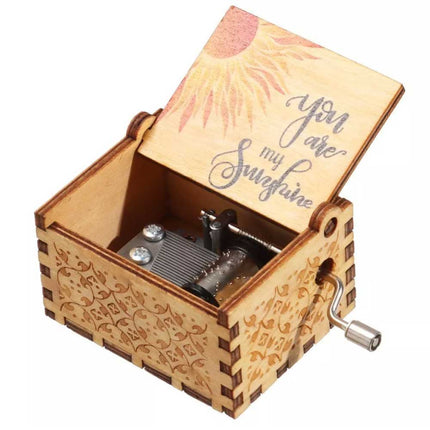 Hand-Cranked You Are My Sunshine Music Box – Black Engraved Musical Gift