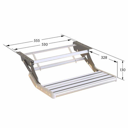 Retractable Aluminum RV Step with Integrated LED Light - Pull-Out Folding Design for Caravans, Campers & Trailers