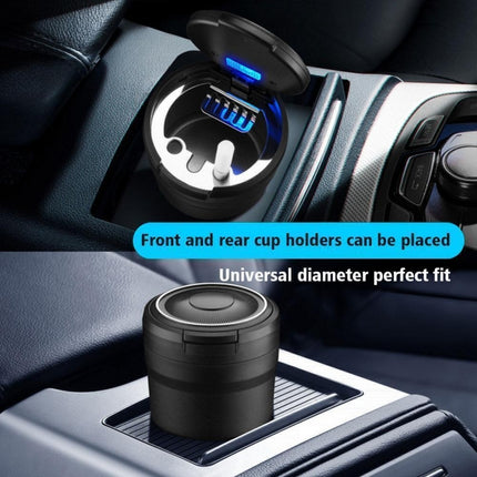 LED Auto Car Ashtray with Self-Extinguishing Lid | Sealed Smokeless Ash Holder Cup | 12V Lighter Power