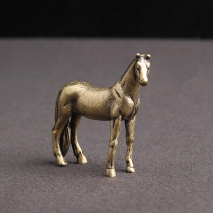 Solid Brass Horse Steed Statue Year of Horse Figurine Tea Pet Home Decor