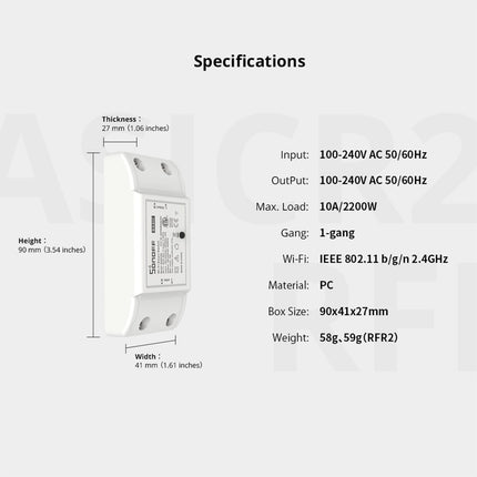 Smart WiFi Switch 10A, Universal DIY Module for Light & Devices