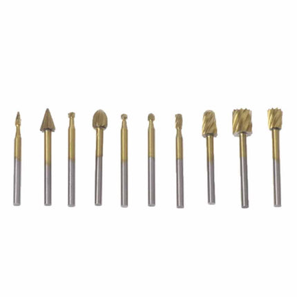 10Pcs HSS Wood Carving Rotary Drill Router Bit Set for Dremel Tools