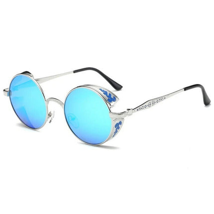 Steampunk Polarized Sunglasses UV400 Retro Round Driving Glasses for Men Women
