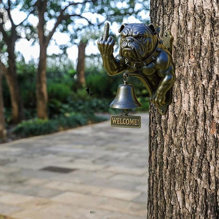 Funny Bulldog Cast Iron Doorbell Rustic Design Door Ring Decor