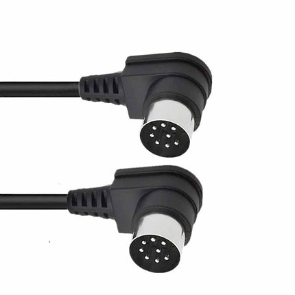 Dual 90° Large 8-Pin DIN Plug to Male Speaker Audio Cable - 1M