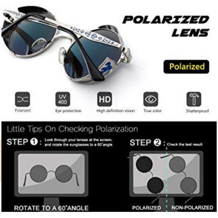 Steampunk Polarized Sunglasses UV400 Retro Round Driving Glasses for Men Women