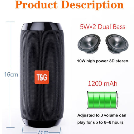 Portable Bluetooth Speaker, Mini Wireless USB for Outdoor & TF Card