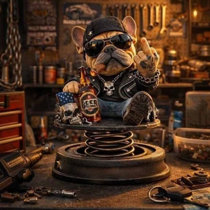 Funny Resin Bulldog Nodding Head Dog – Too Old To Care Dashboard Bobblehead
