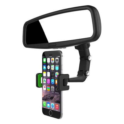 Universal Rearview Mirror Phone Mount - Hands-Free 360° Adjustable Car Cradle for GPS & Safe Driving
