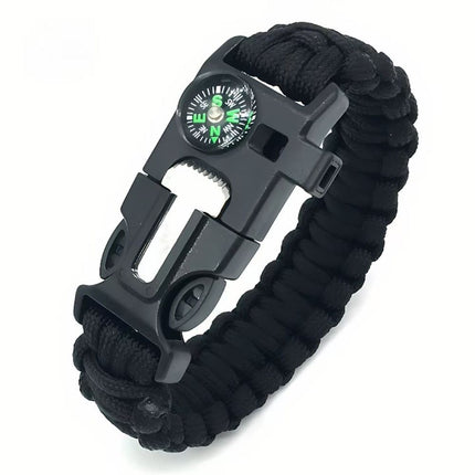5-in-1 Survival Bracelet: Paracord, Compass, Whistle, Fire Starter, Cutter for Outdoor
