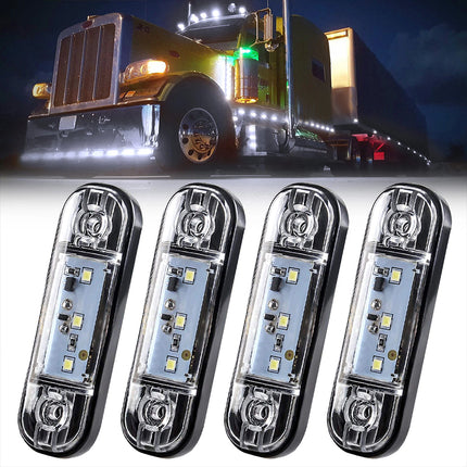 4X White 3-LED Clearance Marker Lights for Truck, Trailer, and Caravan, 12V/24V Compatible