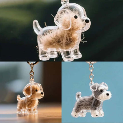 3Pcs Dog Fur Storage Keychain Hanging Puppy Hair Pendant DIY Keyring