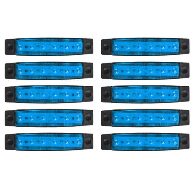 10Pcs Waterproof Blue 6-LED Marine Deck Courtesy Lights for Boat Stern and Transom