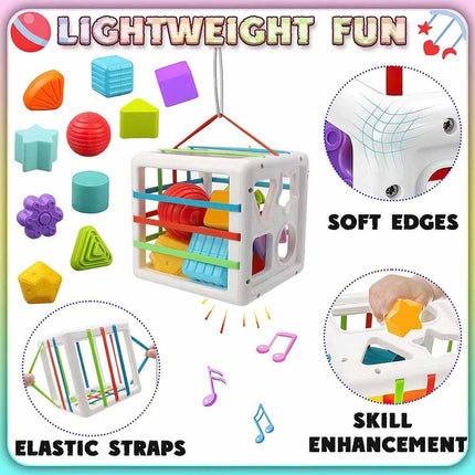 Montessori Sensory Shape Sorter & Stacking Block Playset for Toddlers