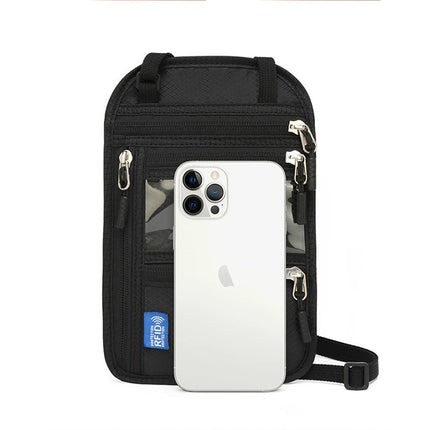 RFID Blocking Travel Wallet | Neck Shoulder Passport Holder Body Document Bag