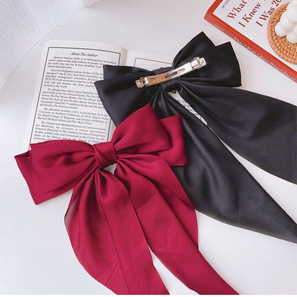 Large Satin Ribbon Bow Hair Clip for Women Girls Barrette
