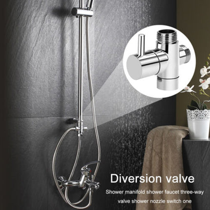 3-Way Copper Shower Diverter Valve - 1/2" Water Splitter Adapter for Faucet & Nozzle