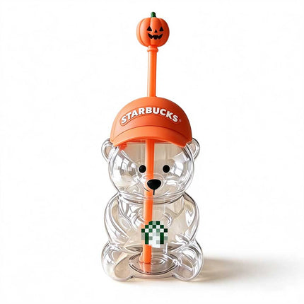 Halloween Bear Cup Pumpkin Straw Topper Orange Cap Collectible