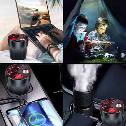 200W Car Power Inverter DC 12V/24V to 220V AC with Dual Sockets & 2 USB Ports