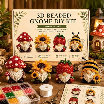3D Beaded Gnome DIY Craft Kit for Kids Teens & Adults Handmade Bead Art Set