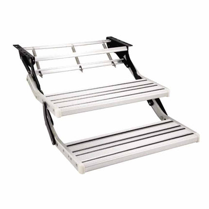 Double Retractable Caravan Step with LED Lights - Aluminium Alloy RV, Motorhome Entry Steps