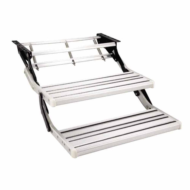 Double Retractable Caravan Step with LED Lights - Aluminium Alloy RV, Motorhome Entry Steps