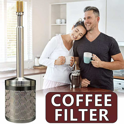 Portable Travel Coffee Maker with Reusable Filter - French Press Style