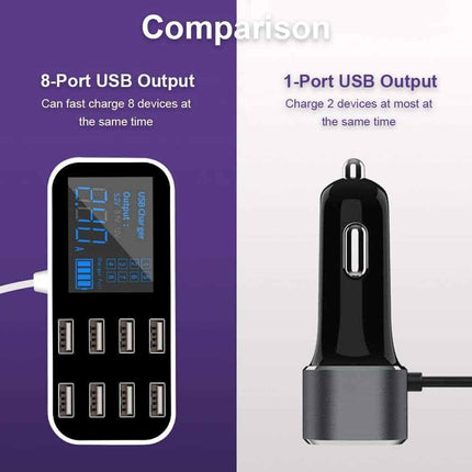 8-Port USB Type-C Hub Charger Dock Charging Station with LED Display