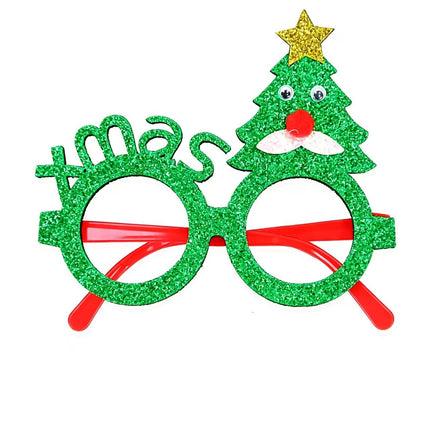 Christmas Party Glasses Snowman Reindeer Antler Frame Decoration