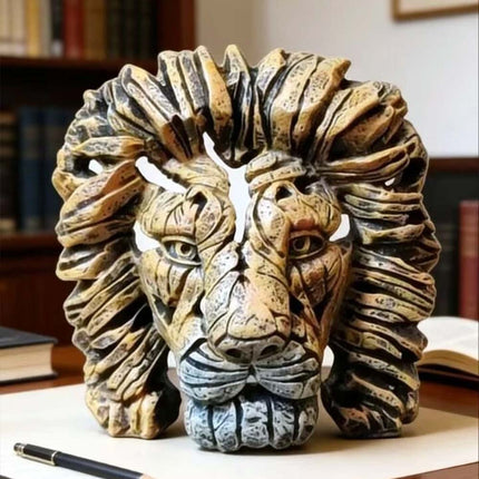 Resin Lion Head Sculpture, Modern Home Decor Ornament, Animal Table Display Gift