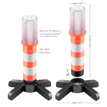 2 Pack LED Road Flares, Magnetic Base Emergency Warning Beacon Strobe Lights for Roadside & Accidents