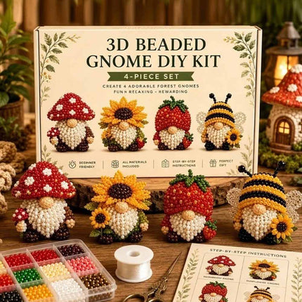 3D Beaded Gnome DIY Craft Kit for Kids Teens & Adults Handmade Bead Art Set