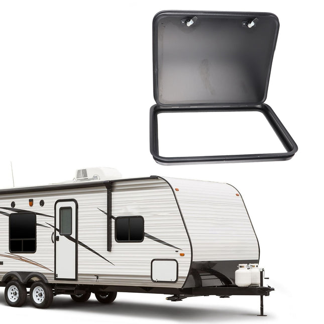 UV-Resistant RV Storage Hatch Door with Lock - Waterproof, Square/Rectangle Design with Rounded Corners