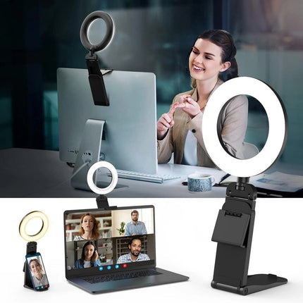 USB Rechargeable LED Selfie Light with Phone Holder for All Phones & Laptops