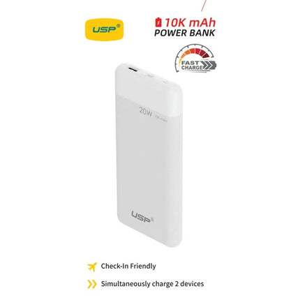20W Fast Charge 10000mAh Power Bank, 2 USB Outputs