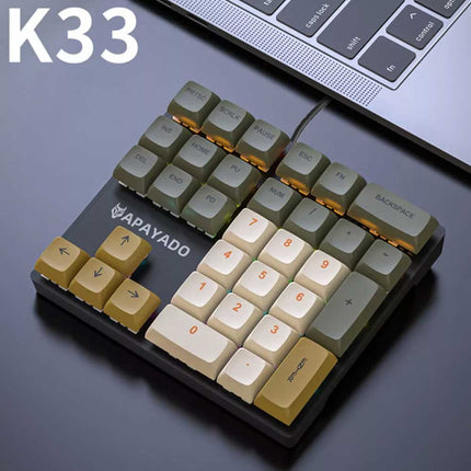 33-Key Left-Hand Mini Keyboard, PBT Keycaps, Plug & Play Keypad