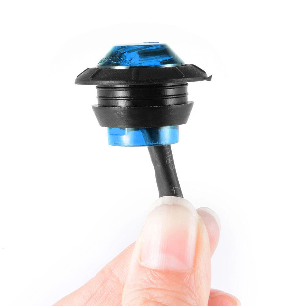 10X Blue Round LED Courtesy Lights for Marine Boat Cabin, Deck, and Walkway