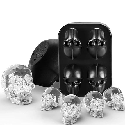 3D Skull Shape Ice Cube Tray Silicone Mold for Whiskey Cocktail Bar Party Cake Chocolate Candy Making