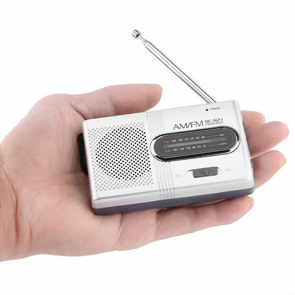 Portable Mini Pocket AM/FM Radio with Built-in Speaker Stereo Battery Powered
