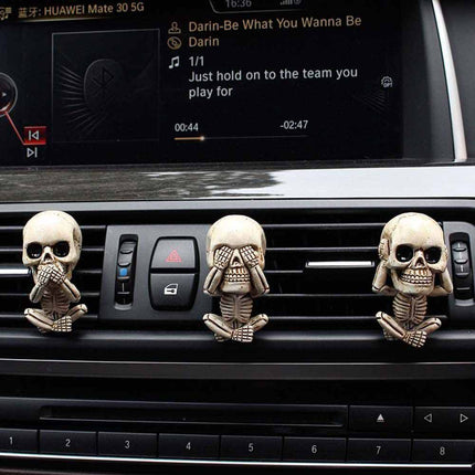Gothic Skull Vent Clip Freshener – Refillable Resin Diffuser with Scent Pods for Auto