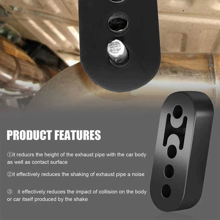 Universal Heavy Duty Exhaust Hanger Kit - 4PCS Black Rubber Pipe Mount Brackets for Car