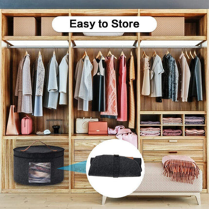 Extra Large Pop Up Felt Hat Box, Round Storage Organizer for Women & Men