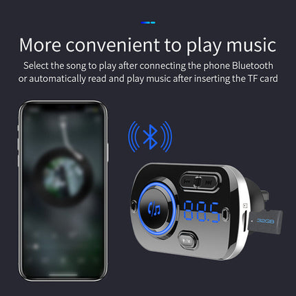 3-in-1 Bluetooth FM Transmitter for Car: Wireless Hands-Free Calling, Fast QC3.0 USB Charger, MP3 Player & FM Radio Tuner