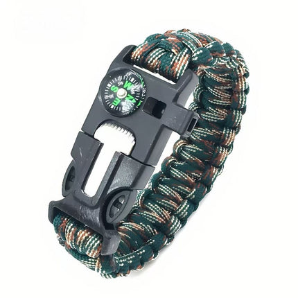 5-in-1 Survival Bracelet: Paracord, Compass, Whistle, Fire Starter, Cutter for Outdoor
