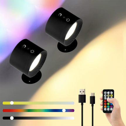 Rechargeable RGB Magnetic LED Wall Sconce Night Lamp with Remote