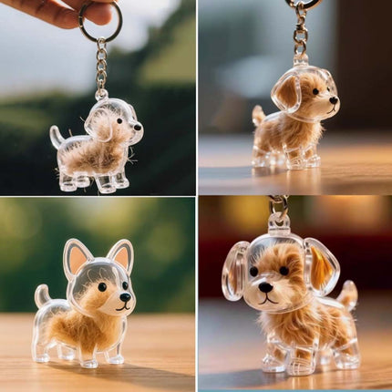 3Pcs Dog Fur Storage Keychain Hanging Puppy Hair Pendant DIY Keyring