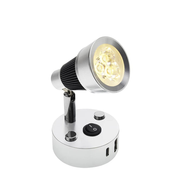3W LED Reading Light with Dual USB & Type-C Ports for 12V/24V RV, Caravan, and Boat Interior